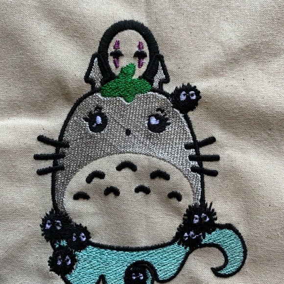 Cute kawaii style Totoro, kaonashi and susuwatari light weight 6oz tote bag - Picture 3 of 10